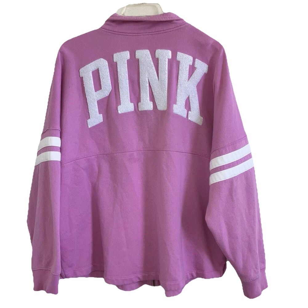 VICTORIA’S SECRET PINK XL Logo Full Zip Sweat Shirt Pockets